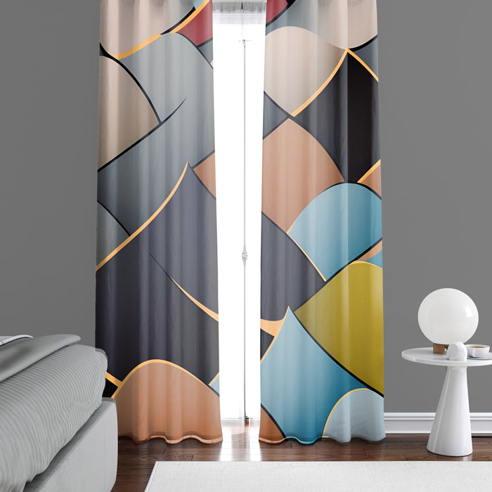 Abstract Window Curtain - Multi Colored Mermaid Scales - Deja Blue Studios