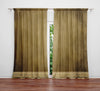 Solid Window Curtain - Faux Linen Golden Solid and Stripe Pattern - Deja Blue Studios