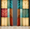 Checkered Window Curtain - Yellow, Red, and Blue Art Deco Pattern - Deja Blue Studios