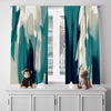 Abstract Window Curtain - Blue and Tan Paint Stripe Pattern - Deja Blue Studios