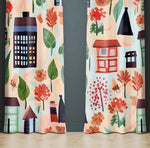 Abstract Window Curtain - Cartoon Style Autumn Day - Deja Blue Studios
