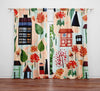 Abstract Window Curtain - Cartoon Style Autumn Day - Deja Blue Studios