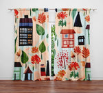 Abstract Window Curtain - Cartoon Style Autumn Day - Deja Blue Studios