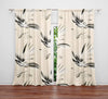 Minimalist Window Curtain - Tan and Gray Abstract Feathered Pattern - Deja Blue Studios