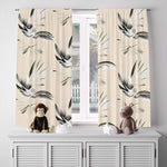 Minimalist Window Curtain - Tan and Gray Abstract Feathered Pattern - Deja Blue Studios