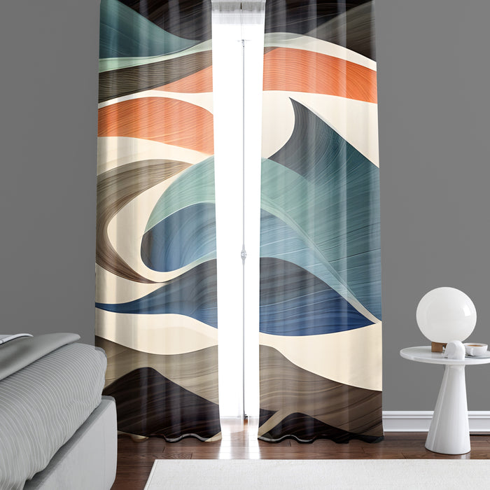 Abstract Window Curtain - Orange and Blue Sand Dunes - Deja Blue Studios
