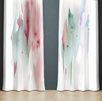 Watercolor Window Curtain - Pastel Rainbow Paint Stripes - Deja Blue Studios