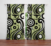 Art Deco Window Curtain - Green and Black Grecian Inspired Pattern - Deja Blue Studios