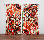 Abstract Window Curtain - Orange and Cream Watercolor Mandala - Deja Blue Studios
