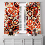 Abstract Window Curtain - Orange and Cream Watercolor Mandala - Deja Blue Studios