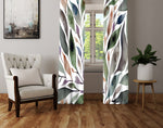 Floral Window Curtain - Watercolor Abstract Leaves - Deja Blue Studios