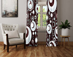 Polka Dot Window Curtain - Brown and Gray Abstract Space Polka Dots - Deja Blue Studios