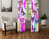 Floral Window Curtain - Purple and Green Daisies and Butterflies - Deja Blue Studios