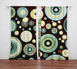 Polka Dot Window Curtain - Brown and Green Abstract Polka Dots - Deja Blue Studios