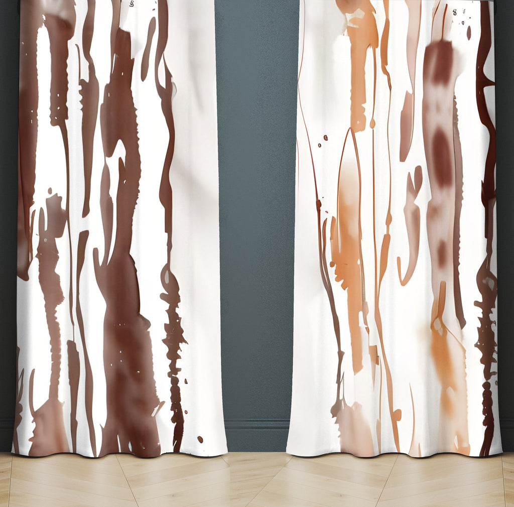Abstract Window Curtain - Brown and Orange Paint Splatter - Deja Blue Studios