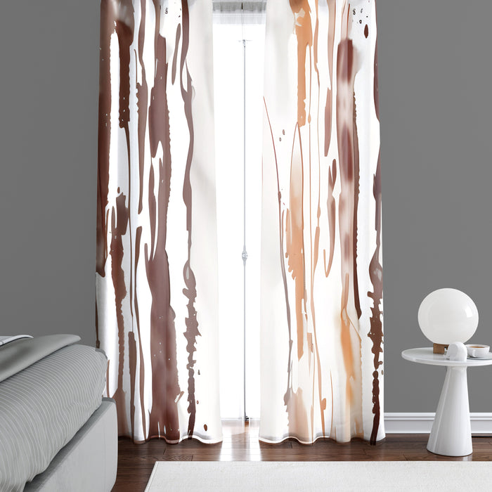 Abstract Window Curtain - Brown and Orange Paint Splatter - Deja Blue Studios