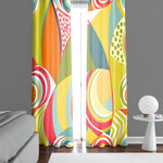 Abstract Window Curtain - Funky Green and Red Pattern - Deja Blue Studios