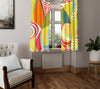 Abstract Window Curtain - Funky Green and Red Pattern - Deja Blue Studios