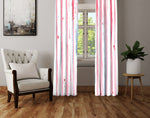 Striped Window Curtain - Pink and Blue Watercolor Stripe Pattern - Deja Blue Studios
