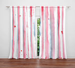 Striped Window Curtain - Pink and Blue Watercolor Stripe Pattern - Deja Blue Studios