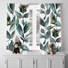 Floral Window Curtain - Watercolor Blue and Green Leaves - Deja Blue Studios