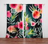 Floral Window Curtain - Watercolor Pink Peony on Green Leaves - Deja Blue Studios