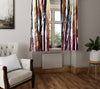 Striped Window Curtain - Abstract Brown and Red Tree Trunk Pattern - Deja Blue Studios