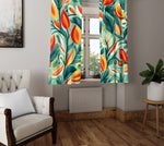 Floral Window Curtain - Peachy Trees and Fern Pattern - Deja Blue Studios