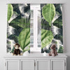 Floral Window Curtain - Green and Black Palm Leaf Pattern - Deja Blue Studios