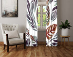 Floral Window Curtain - Orange and Purple Fern Leaf Pattern - Deja Blue Studios