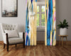 Abstract Window Curtain - Blue, Yellow, and Pink Watercolor Splashes - Deja Blue Studios