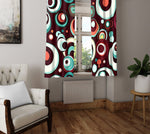 Polka Dot Window Curtain - Brown, Orange, and Blue Abstract Dots - Deja Blue Studios