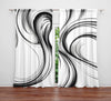 Watercolor Window Curtain - Black and White Faux Alcohol Ink Swirls - Deja Blue Studios