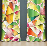 Abstract Window Curtain - Green and Orange Stained Glass Pattern - Deja Blue Studios