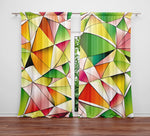 Abstract Window Curtain - Green and Orange Stained Glass Pattern - Deja Blue Studios