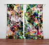 Abstract Window Curtain - Green and Pink Kaleidoscope Pattern - Deja Blue Studios