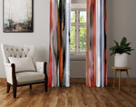 Striped Window Curtain - Red and Black Watercolor Stripes - Deja Blue Studios