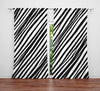 Striped Window Curtain - Black and White Diagonal Slant - Deja Blue Studios