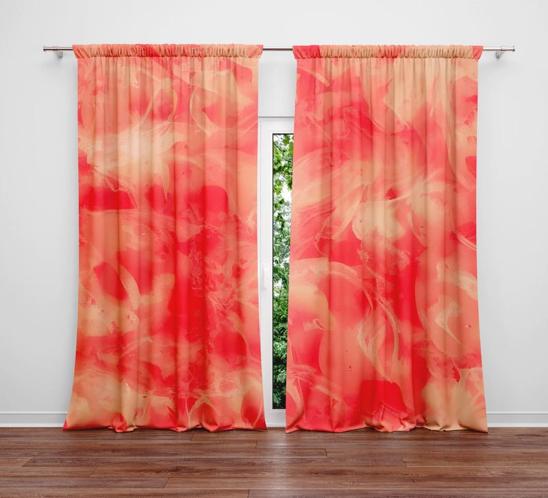 Abstract Window Curtain - Orange Smoky Pattern - Deja Blue Studios