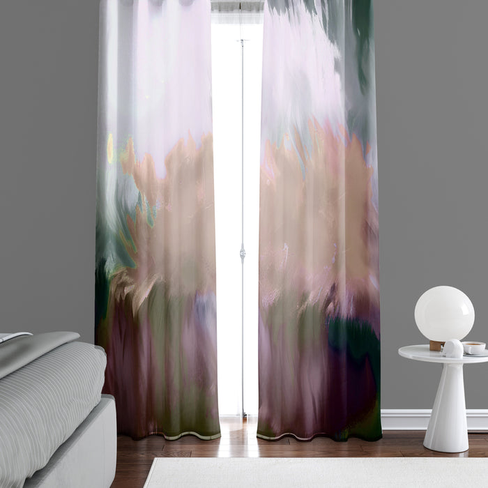 Abstract Window Curtain - Purple and Beige Dewy Morning - Deja Blue Studios