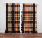 Checkered Window Curtain - Orange and Brown Picnic Blanket Pattern - Deja Blue Studios