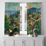 Abstract Window Curtain - Watercolor Italian Mountainside - Deja Blue Studios