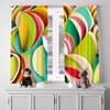 Abstract Window Curtain - Green, Red, and Blue Wavy Pattern - Deja Blue Studios