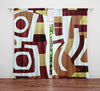 Abstract Window Curtain - Brown and Yellow Brick Pattern - Deja Blue Studios