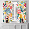 Floral Window Curtain - Multi Colored Cartoon Daisy Pattern - Deja Blue Studios