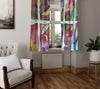 Abstract Window Curtain - Watercolor Early Morning Stained Glass - Deja Blue Studios