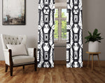 Geometric Window Curtain - Black and White Abstract Squares - Deja Blue Studios