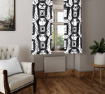 Geometric Window Curtain - Black and White Abstract Squares - Deja Blue Studios