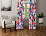 Floral Window Curtain - Pink and Blue Watercolor Peonies - Deja Blue Studios