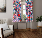 Floral Window Curtain - Pink and Blue Watercolor Peonies - Deja Blue Studios